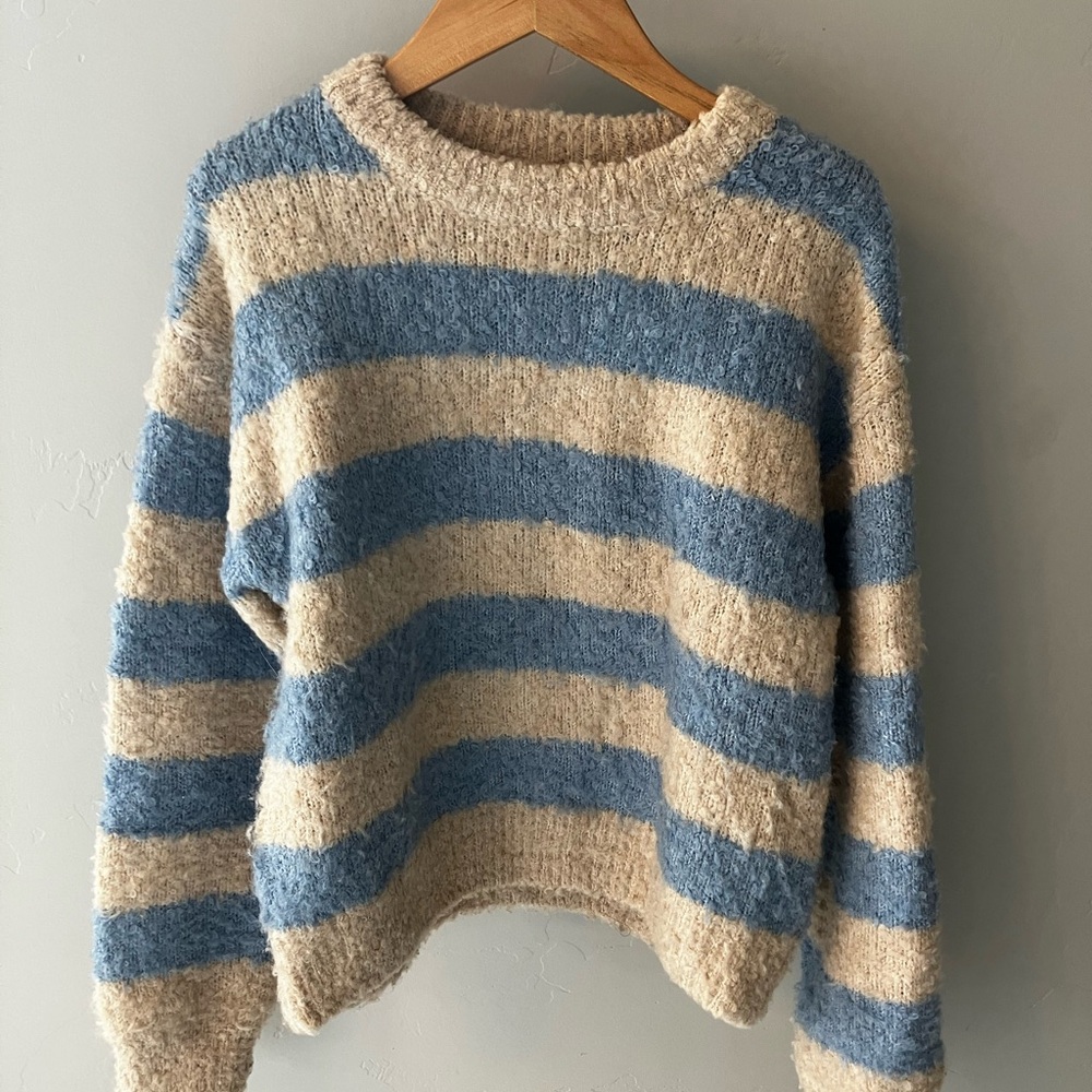 Zara Blue and Cream Striped Sweater